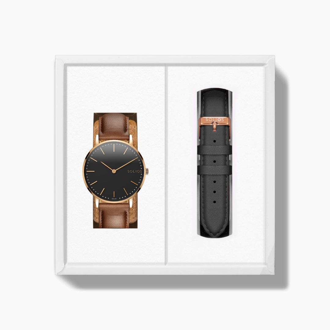 The Solar Classic Bundle | Black Dial - Rose Gold Case