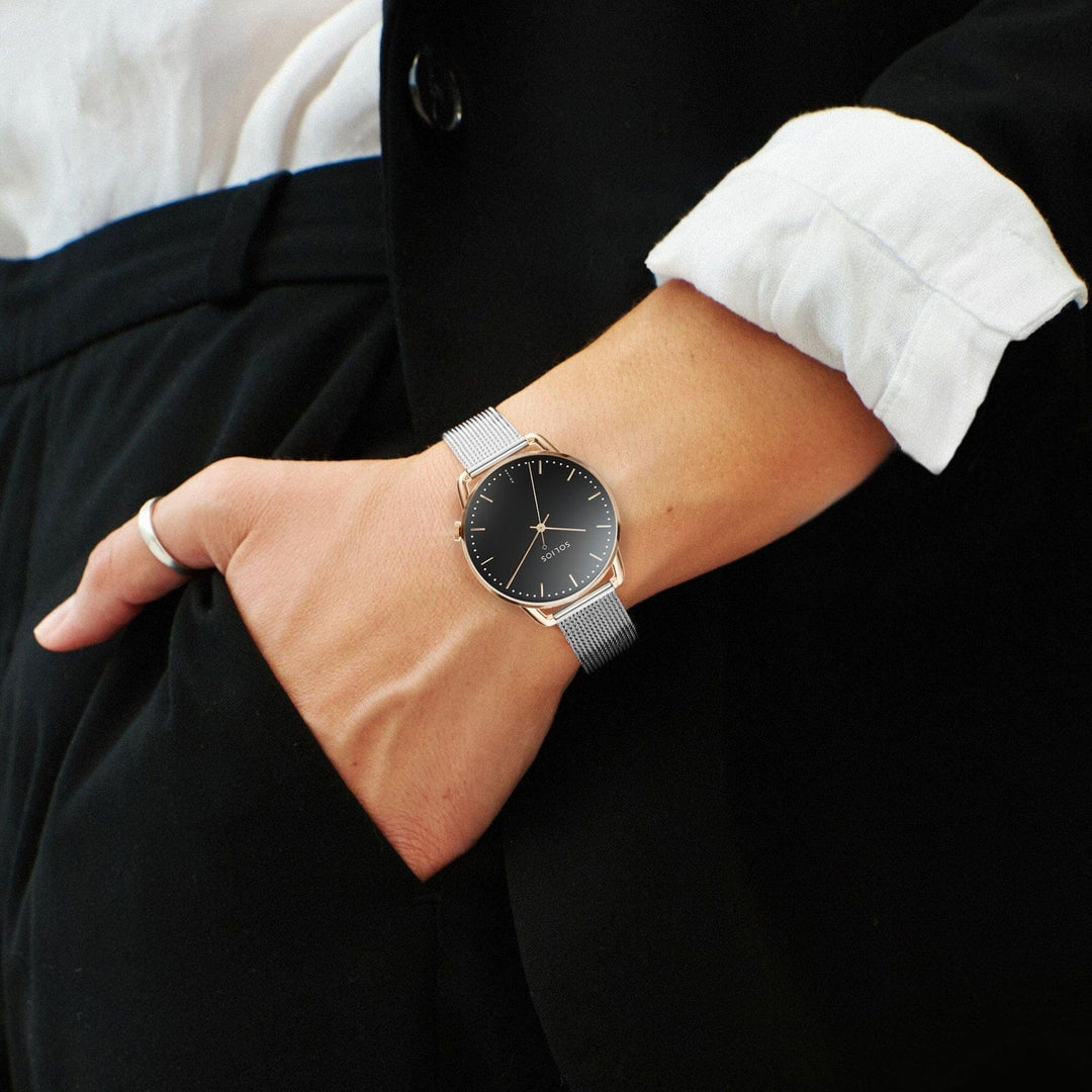 The Solar Curve Mini | Black Dial - Rose Gold Case