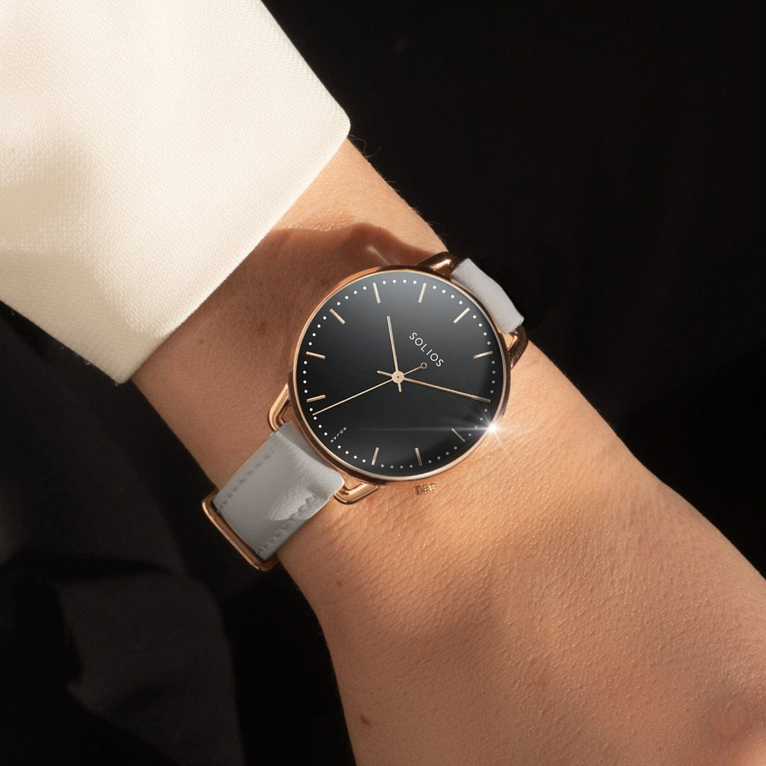 The Solar Curve Mini | Black Dial - Rose Gold Case