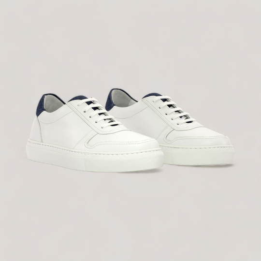 VERVE | Low Top Trainer - White & Blue Denim | Women's | Vegan Women's Shoes | allTRUEist