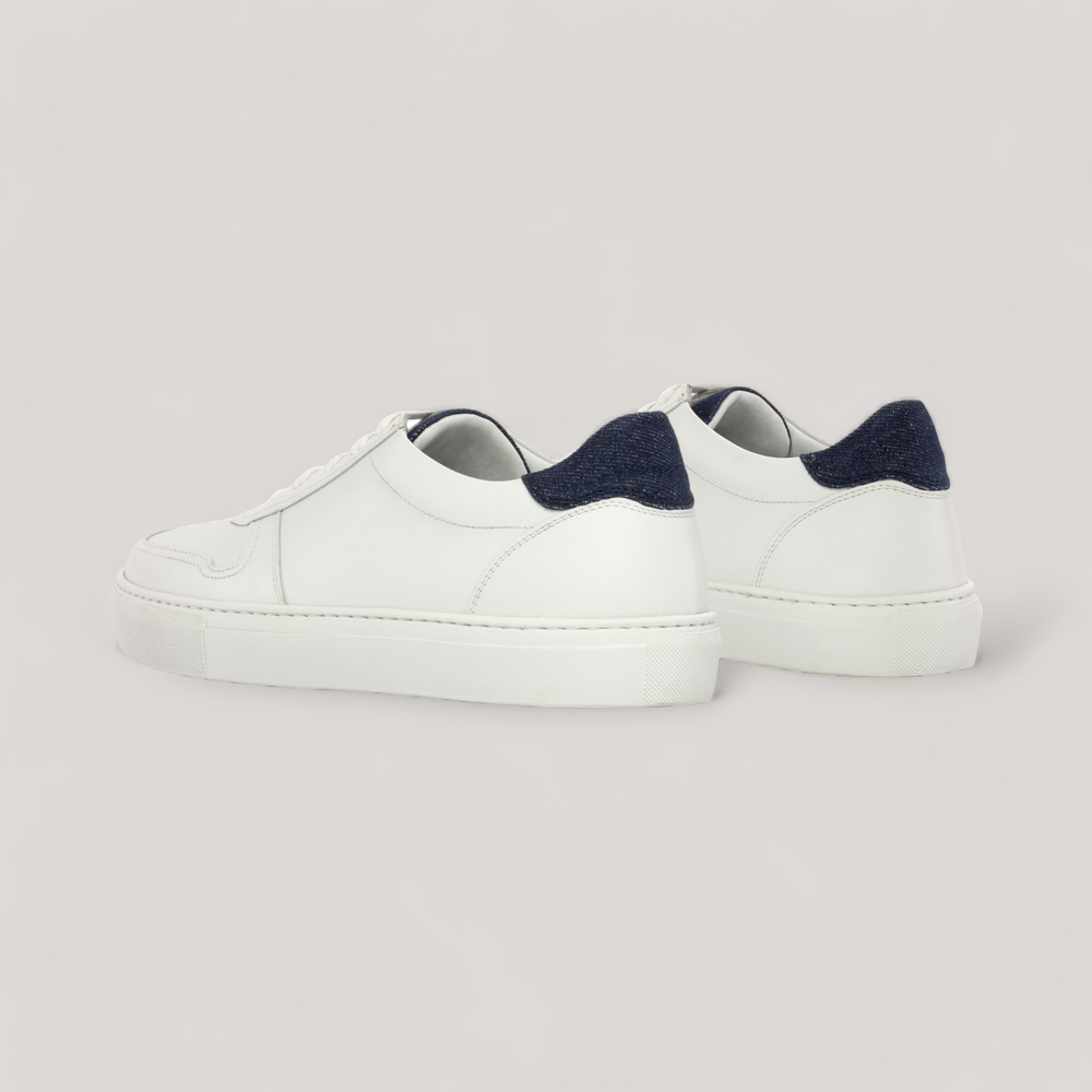 VERVE | Low Top Trainer - White & Blue Denim | Women's | Vegan Women's Shoes | allTRUEist