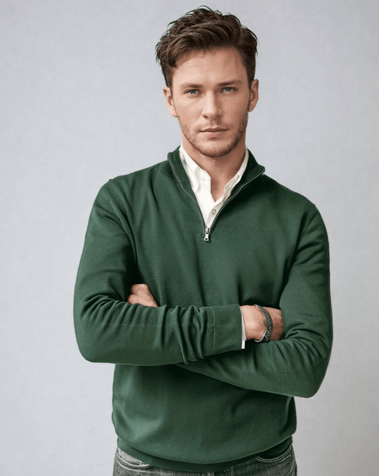 WESTON | Viscose Half-Zip Sweater | COLOR: LODEN |3D Knitted by ALLTRUEIST