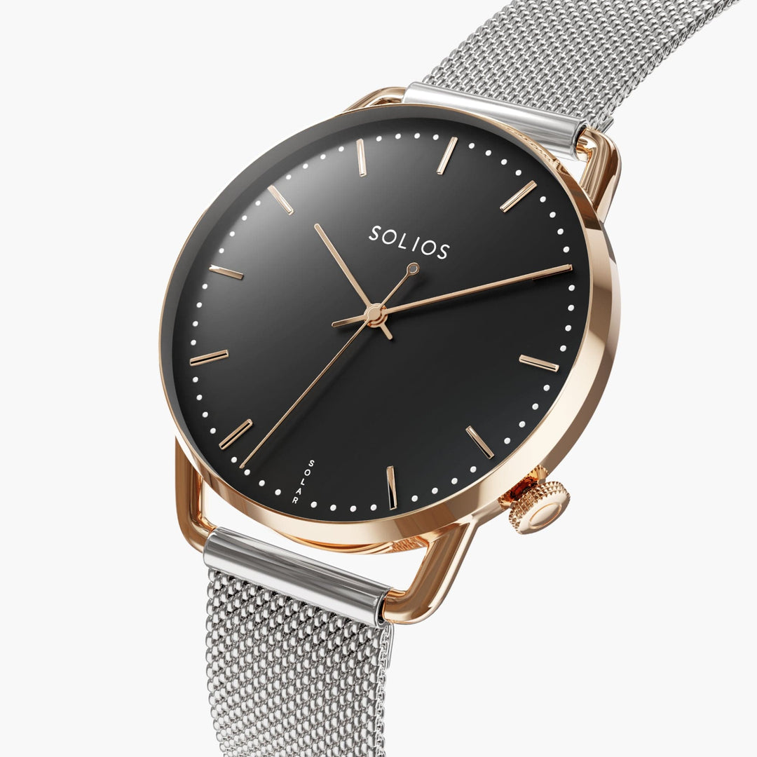 The Solar Curve Mini | Black Dial - Rose Gold Case