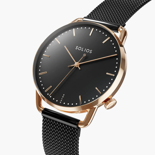 The Solar Curve Mini | Black Dial - Rose Gold Case