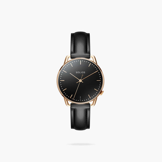 The Solar Curve Mini | Black Dial - Rose Gold Case