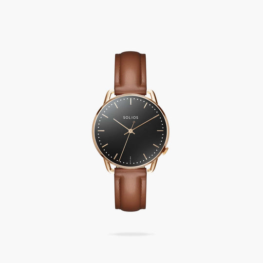 The Solar Curve Mini | Black Dial - Rose Gold Case