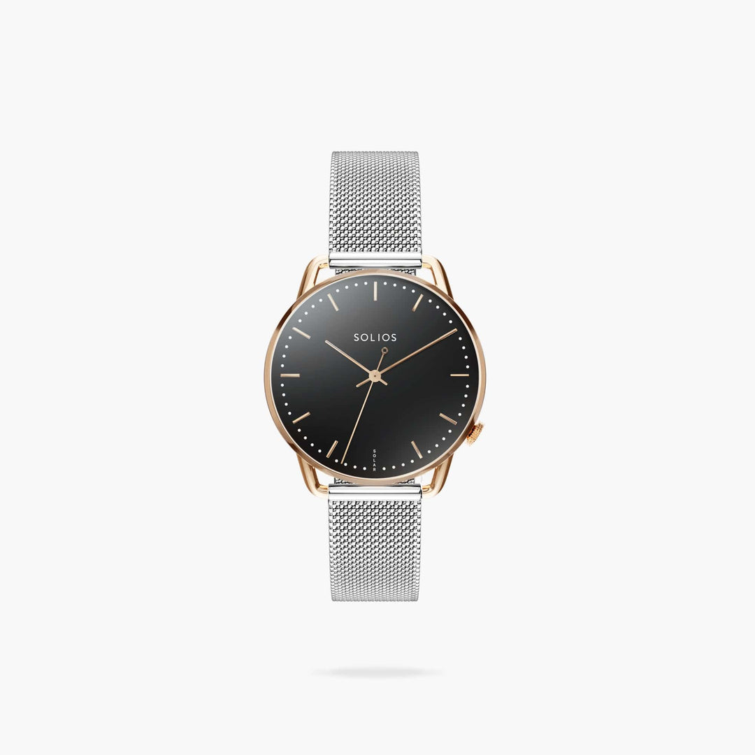 The Solar Curve Mini | Black Dial - Rose Gold Case