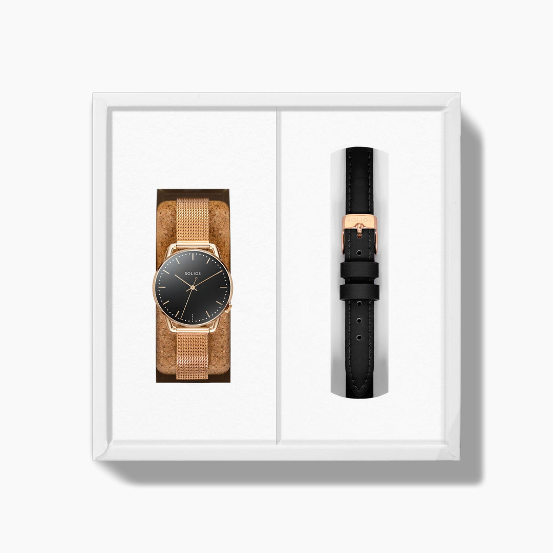 The Solar Curve Mini Bundle | Black Dial - Rose Gold Case