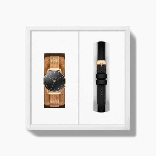 The Solar Curve Mini Bundle | Black Dial - Rose Gold Case