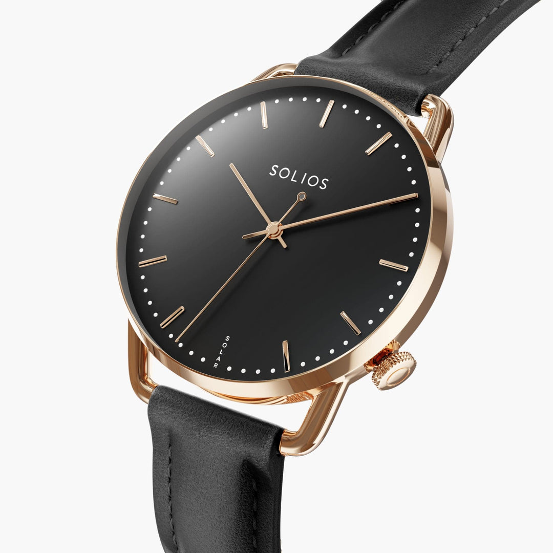 The Solar Curve Mini | Black Dial - Rose Gold Case