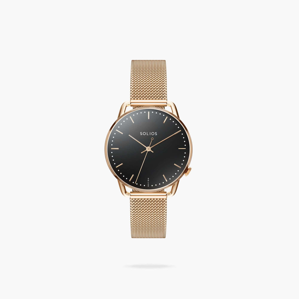 The Solar Curve Mini | Black Dial - Rose Gold Case