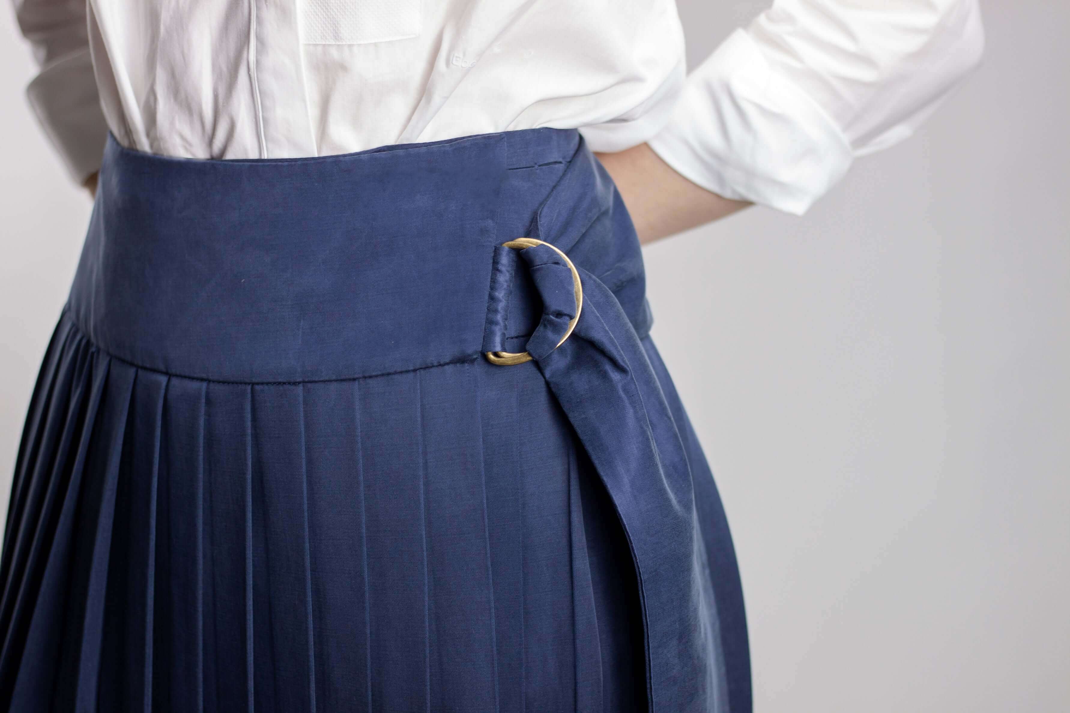 Pleated Vegan Silk Adjustable Wrap Midi Skirt | ALLTRUEIST