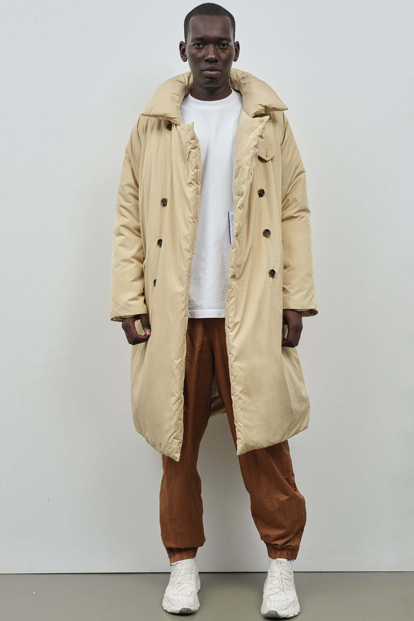 Mens puffer sales trench coat